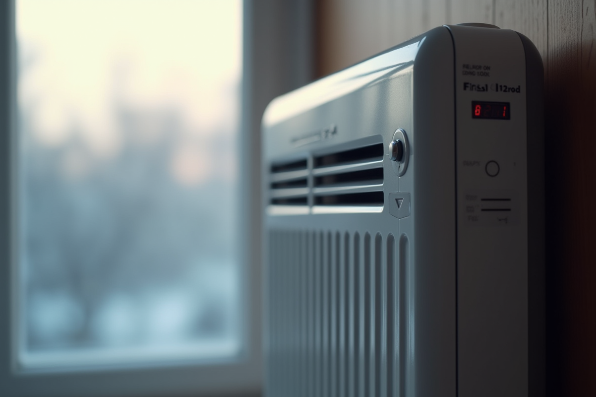 Détail d’un chauffage gaz mural haute efficacité avec affichage digital