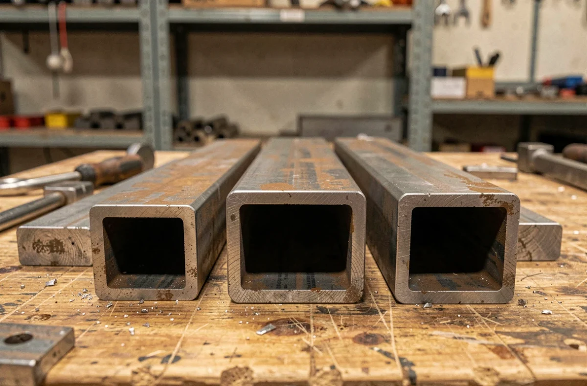 Comparaison de tubes carrés en fer de différentes sections pour fabrication de garde-corps