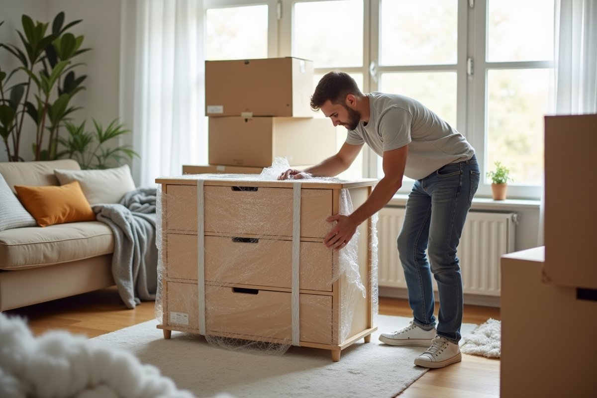Emballage efficace d’une commode pour déménagement sécurisé