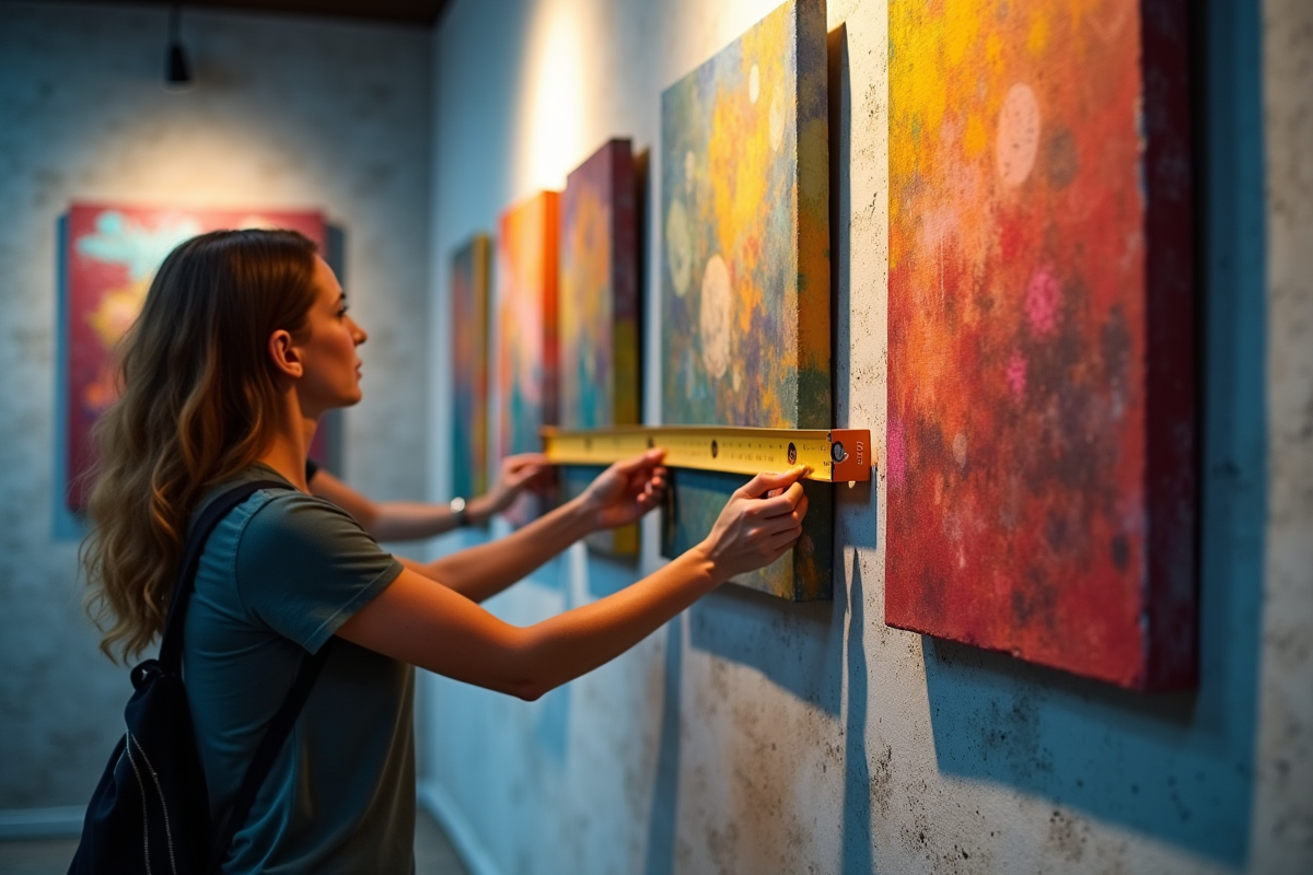 Personne mesurant et ajustant des peintures colorées