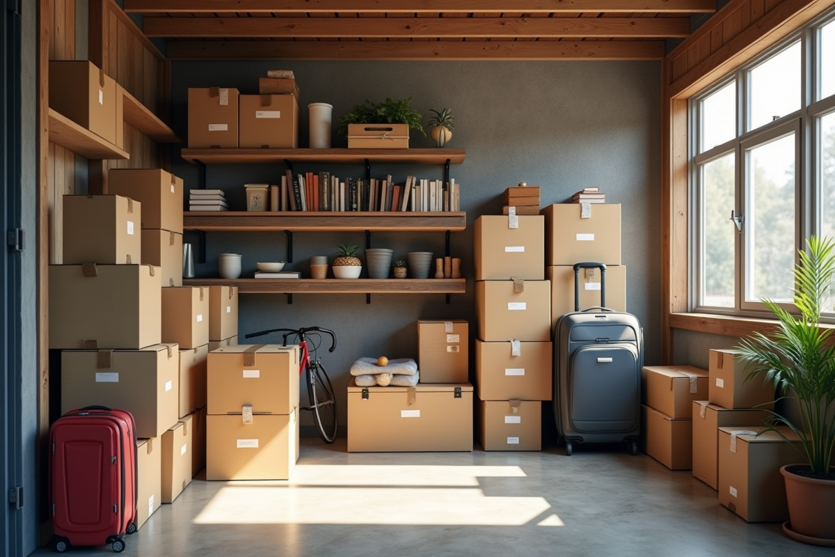 Objets ménagers organisés dans un espace de stockage