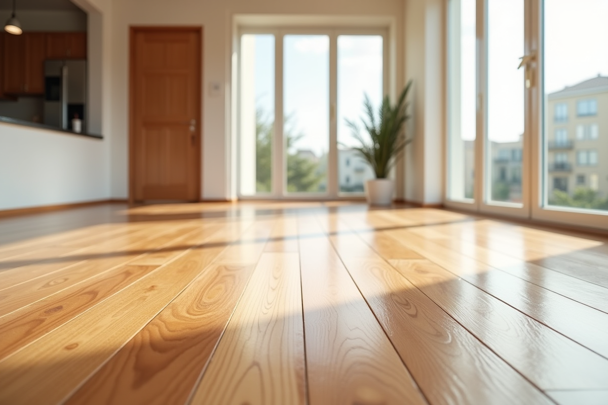 Sol en parquet rénové dans un appartement lumineux